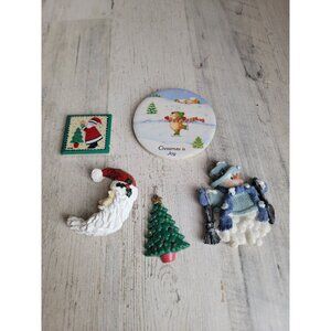 Vintage Santa Claus variety magnet snowman set tree decor